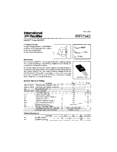 International Rectifier irfi734g  . Electronic Components Datasheets Active components Transistors International Rectifier irfi734g.pdf