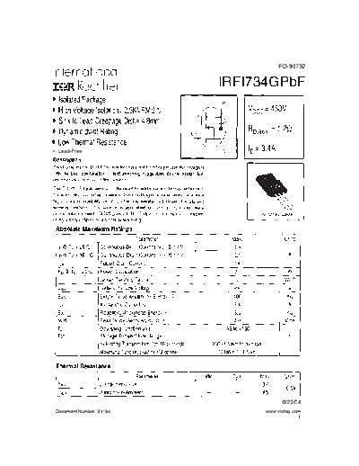 International Rectifier irfi734gpbf  . Electronic Components Datasheets Active components Transistors International Rectifier irfi734gpbf.pdf