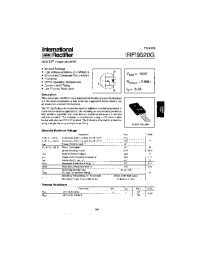 International Rectifier irfi9520g  . Electronic Components Datasheets Active components Transistors International Rectifier irfi9520g.pdf