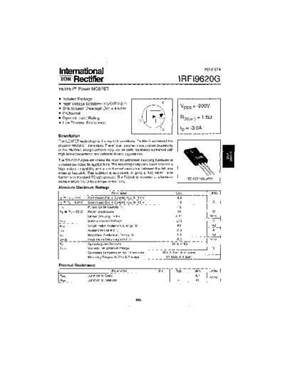 International Rectifier irfi9620g  . Electronic Components Datasheets Active components Transistors International Rectifier irfi9620g.pdf