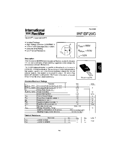 International Rectifier irfibf20g  . Electronic Components Datasheets Active components Transistors International Rectifier irfibf20g.pdf