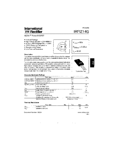 International Rectifier irfiz14g  . Electronic Components Datasheets Active components Transistors International Rectifier irfiz14g.pdf