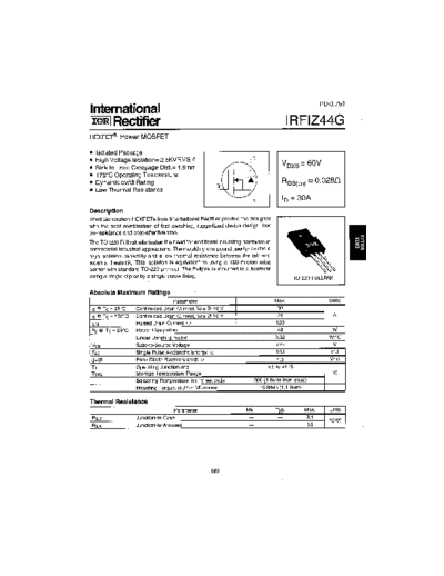 International Rectifier irfiz44g  . Electronic Components Datasheets Active components Transistors International Rectifier irfiz44g.pdf