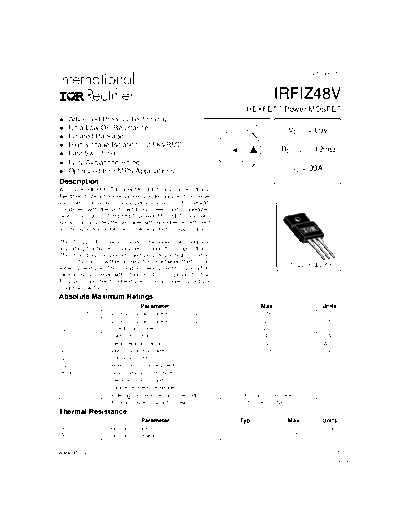 International Rectifier irfiz48v  . Electronic Components Datasheets Active components Transistors International Rectifier irfiz48v.pdf