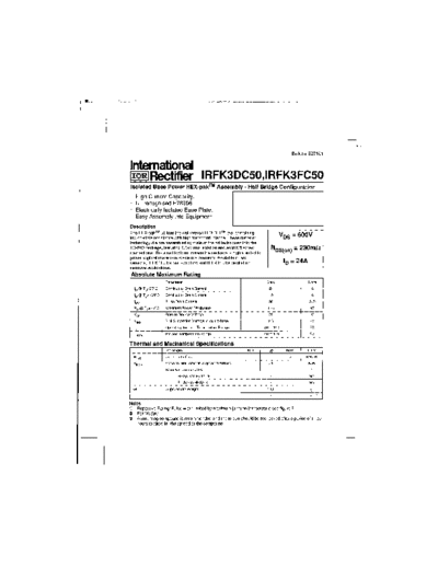 International Rectifier irfk3dc50  . Electronic Components Datasheets Active components Transistors International Rectifier irfk3dc50.pdf