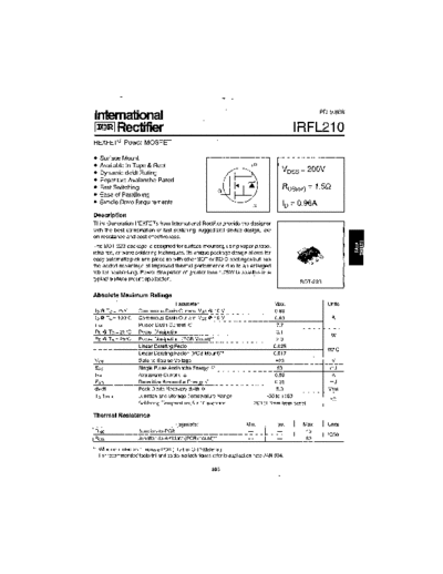 International Rectifier irfl210  . Electronic Components Datasheets Active components Transistors International Rectifier irfl210.pdf