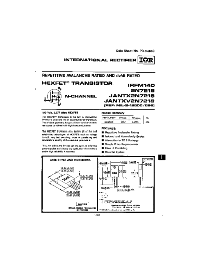 International Rectifier irfm140  . Electronic Components Datasheets Active components Transistors International Rectifier irfm140.pdf