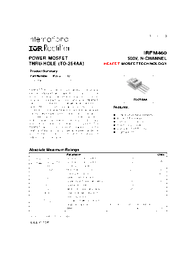 International Rectifier irfm460  . Electronic Components Datasheets Active components Transistors International Rectifier irfm460.pdf