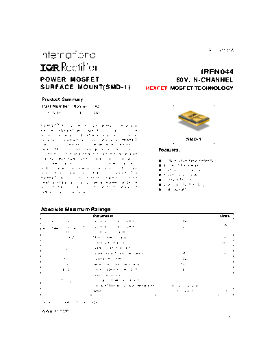 International Rectifier irfn044  . Electronic Components Datasheets Active components Transistors International Rectifier irfn044.pdf