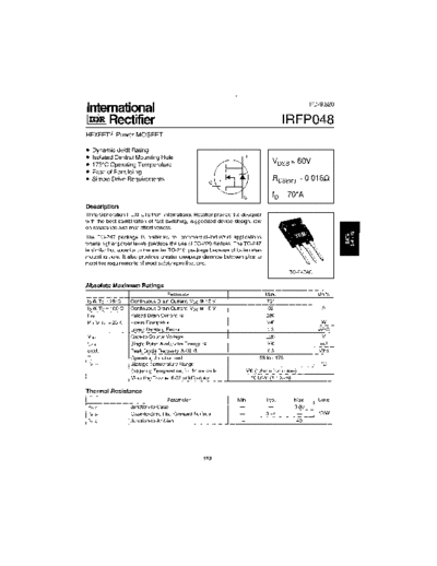 International Rectifier irfp048  . Electronic Components Datasheets Active components Transistors International Rectifier irfp048.pdf