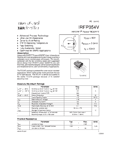 International Rectifier irfp054v  . Electronic Components Datasheets Active components Transistors International Rectifier irfp054v.pdf