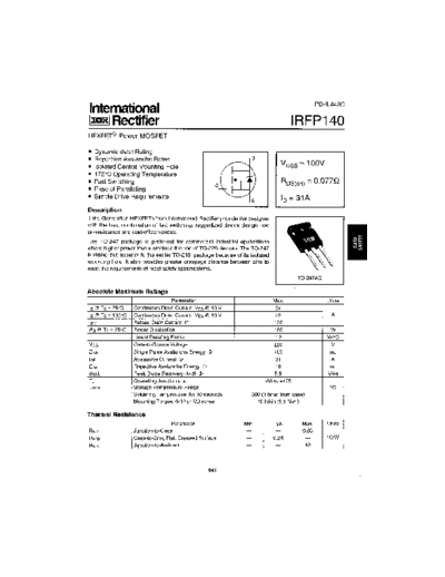 International Rectifier irfp140  . Electronic Components Datasheets Active components Transistors International Rectifier irfp140.pdf