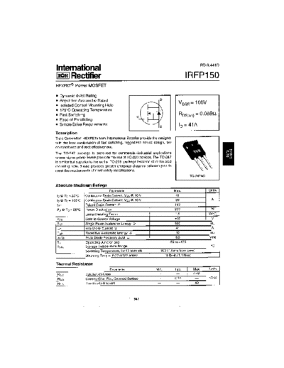 International Rectifier irfp150  . Electronic Components Datasheets Active components Transistors International Rectifier irfp150.pdf
