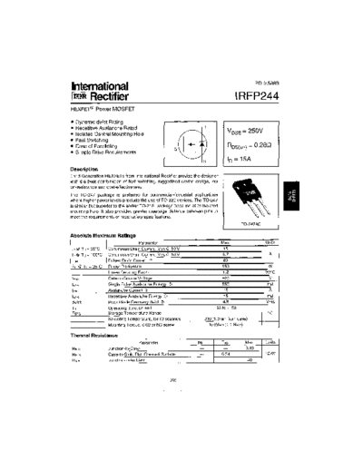 International Rectifier irfp244  . Electronic Components Datasheets Active components Transistors International Rectifier irfp244.pdf
