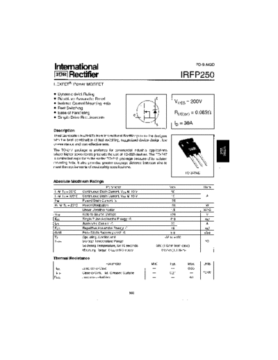 International Rectifier irfp250  . Electronic Components Datasheets Active components Transistors International Rectifier irfp250.pdf