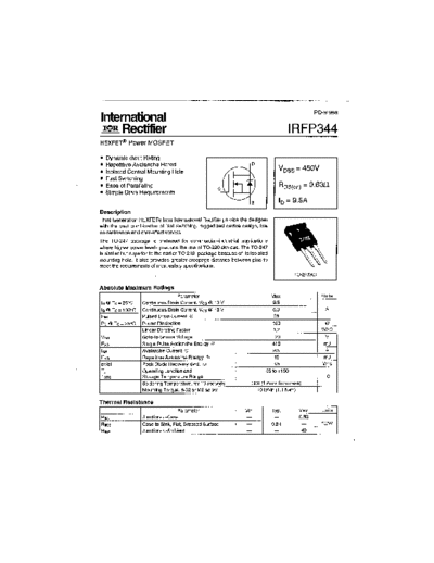 International Rectifier irfp344  . Electronic Components Datasheets Active components Transistors International Rectifier irfp344.pdf