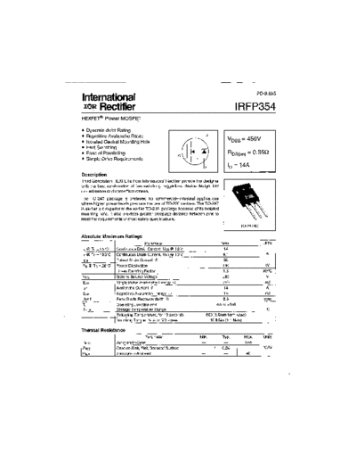 International Rectifier irfp354  . Electronic Components Datasheets Active components Transistors International Rectifier irfp354.pdf