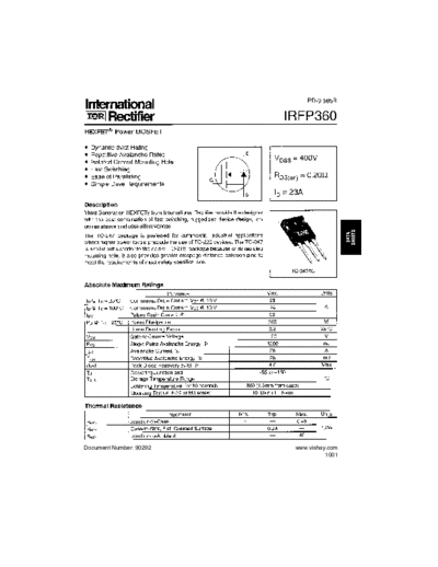 International Rectifier irfp360  . Electronic Components Datasheets Active components Transistors International Rectifier irfp360.pdf