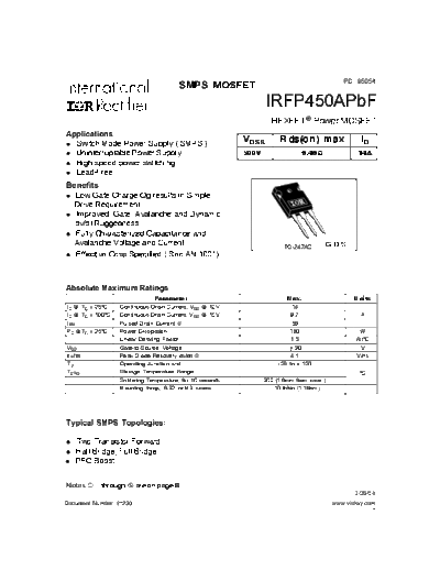 International Rectifier irfp450apbf  . Electronic Components Datasheets Active components Transistors International Rectifier irfp450apbf.pdf