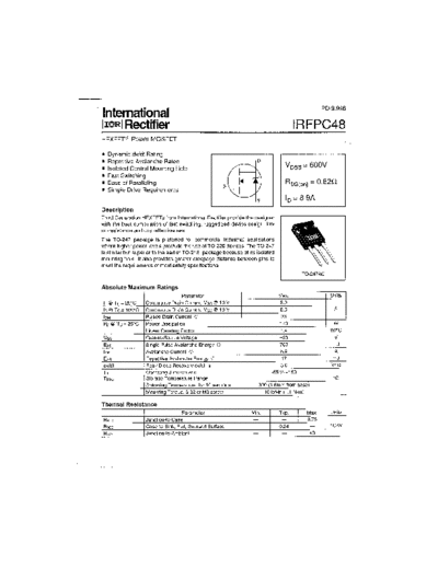 International Rectifier irfpc48  . Electronic Components Datasheets Active components Transistors International Rectifier irfpc48.pdf