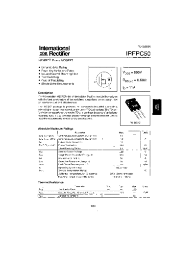 International Rectifier irfpc50  . Electronic Components Datasheets Active components Transistors International Rectifier irfpc50.pdf