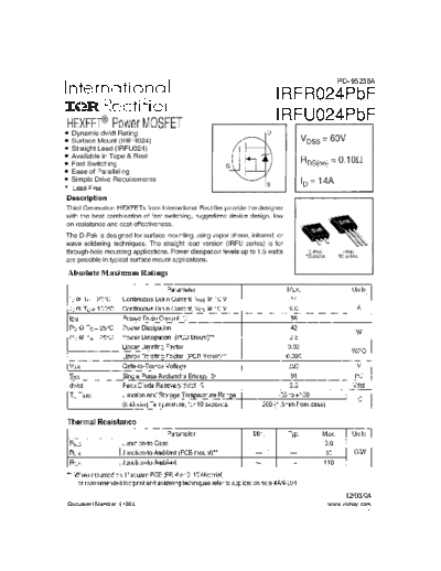 International Rectifier irfr024pbf irfu024pbf  . Electronic Components Datasheets Active components Transistors International Rectifier irfr024pbf_irfu024pbf.pdf