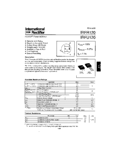 International Rectifier irfr120  . Electronic Components Datasheets Active components Transistors International Rectifier irfr120.pdf
