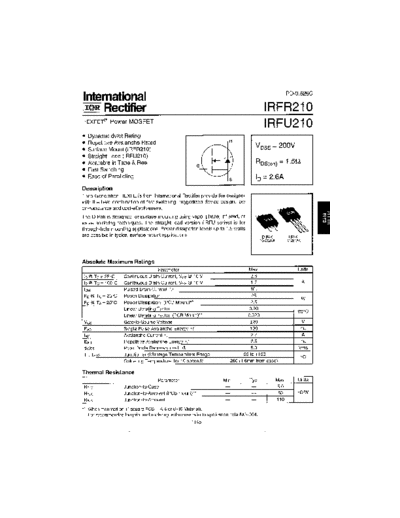 International Rectifier irfr210  . Electronic Components Datasheets Active components Transistors International Rectifier irfr210.pdf