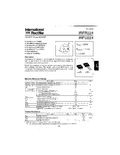 International Rectifier irfr224  . Electronic Components Datasheets Active components Transistors International Rectifier irfr224.pdf