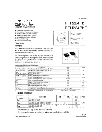 International Rectifier irfr224pbf irfu224pbf  . Electronic Components Datasheets Active components Transistors International Rectifier irfr224pbf_irfu224pbf.pdf