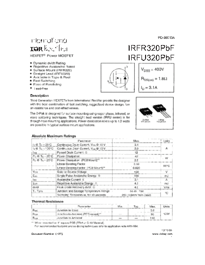 International Rectifier irfr320pbf irfu320pbf  . Electronic Components Datasheets Active components Transistors International Rectifier irfr320pbf_irfu320pbf.pdf
