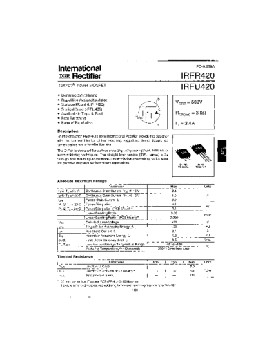 International Rectifier irfr420  . Electronic Components Datasheets Active components Transistors International Rectifier irfr420.pdf