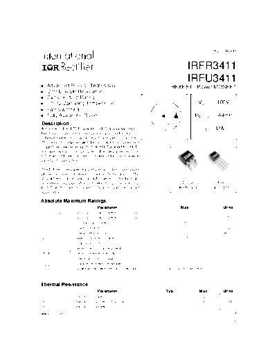 International Rectifier irfr3411  . Electronic Components Datasheets Active components Transistors International Rectifier irfr3411.pdf