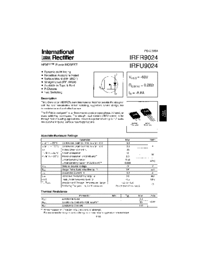 International Rectifier irfr9024  . Electronic Components Datasheets Active components Transistors International Rectifier irfr9024.pdf