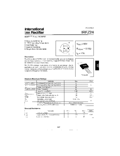 International Rectifier irfz24  . Electronic Components Datasheets Active components Transistors International Rectifier irfz24.pdf
