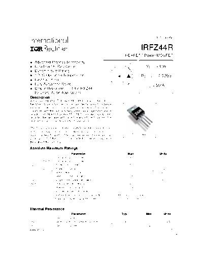 International Rectifier irfz44r  . Electronic Components Datasheets Active components Transistors International Rectifier irfz44r.pdf