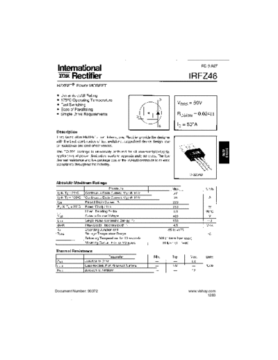 International Rectifier irfz46  . Electronic Components Datasheets Active components Transistors International Rectifier irfz46.pdf