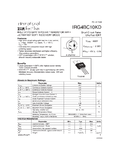 International Rectifier irg4bc10kd  . Electronic Components Datasheets Active components Transistors International Rectifier irg4bc10kd.pdf