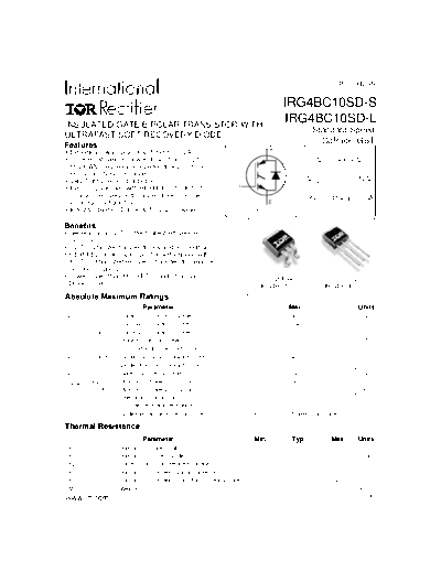 International Rectifier irg4bc10sd-s  . Electronic Components Datasheets Active components Transistors International Rectifier irg4bc10sd-s.pdf