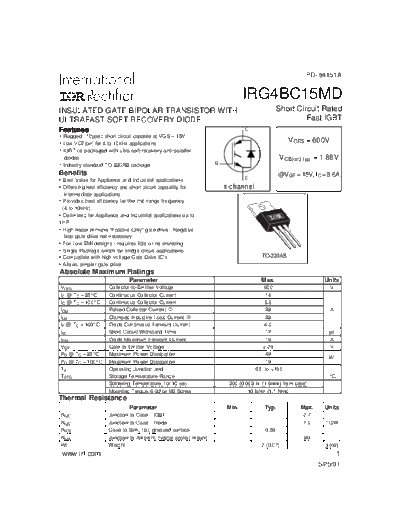 International Rectifier irg4bc15md  . Electronic Components Datasheets Active components Transistors International Rectifier irg4bc15md.pdf