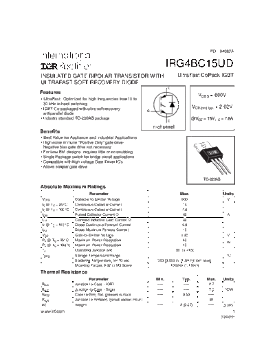 International Rectifier irg4bc15ud  . Electronic Components Datasheets Active components Transistors International Rectifier irg4bc15ud.pdf