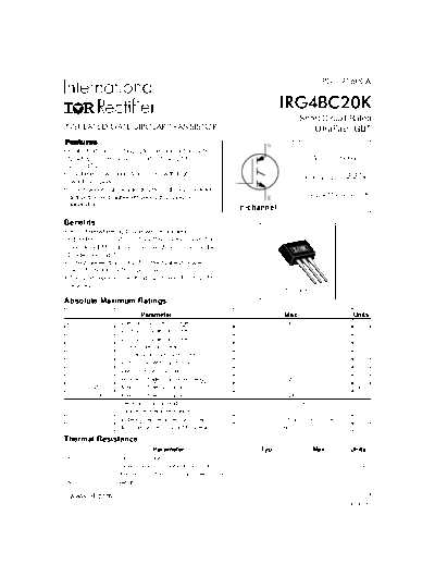 International Rectifier irg4bc20k  . Electronic Components Datasheets Active components Transistors International Rectifier irg4bc20k.pdf