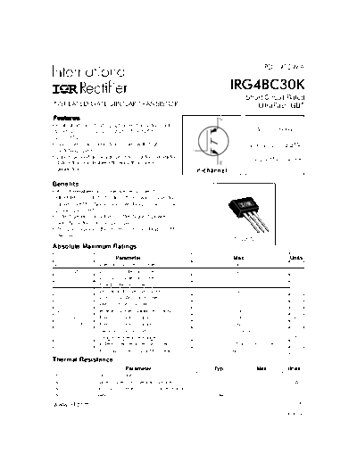 International Rectifier irg4bc30k  . Electronic Components Datasheets Active components Transistors International Rectifier irg4bc30k.pdf