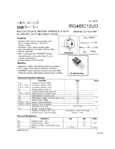 International Rectifier irg4ibc10ud  . Electronic Components Datasheets Active components Transistors International Rectifier irg4ibc10ud.pdf