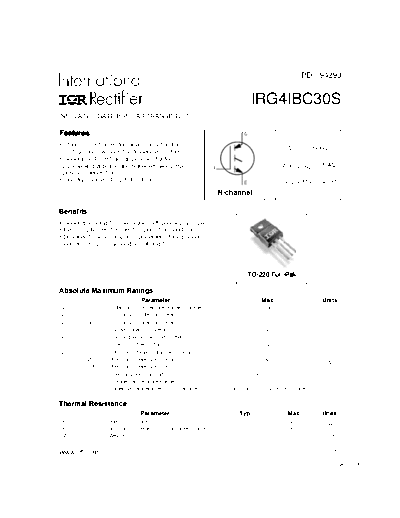 International Rectifier irg4ibc30s  . Electronic Components Datasheets Active components Transistors International Rectifier irg4ibc30s.pdf