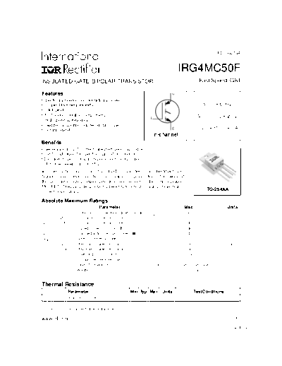 International Rectifier irg4mc50f  . Electronic Components Datasheets Active components Transistors International Rectifier irg4mc50f.pdf