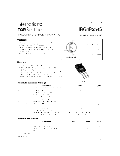 International Rectifier irg4p254s  . Electronic Components Datasheets Active components Transistors International Rectifier irg4p254s.pdf