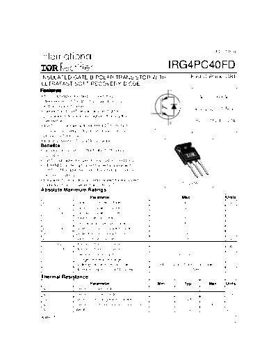 International Rectifier irg4pc40fd  . Electronic Components Datasheets Active components Transistors International Rectifier irg4pc40fd.pdf