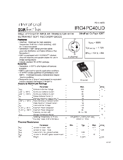 International Rectifier irg4pc40ud  . Electronic Components Datasheets Active components Transistors International Rectifier irg4pc40ud.pdf