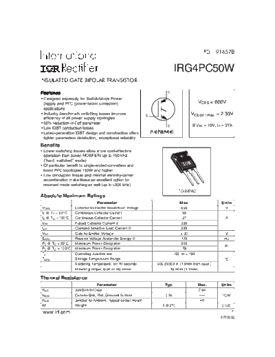 International Rectifier irg4pc50w  . Electronic Components Datasheets Active components Transistors International Rectifier irg4pc50w.pdf